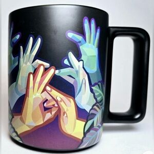 Starbucks American Sign Language ASL Hand Movements Black Coffee Mug Cup, 12 Oz